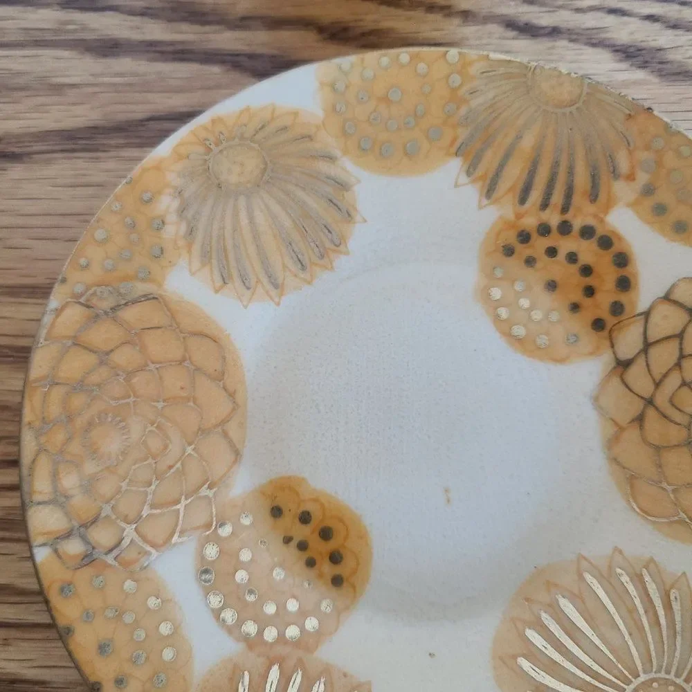 Inarco Demitasse Cup and Saucer Set Golden Splendor Floral Pattern Japan RARE